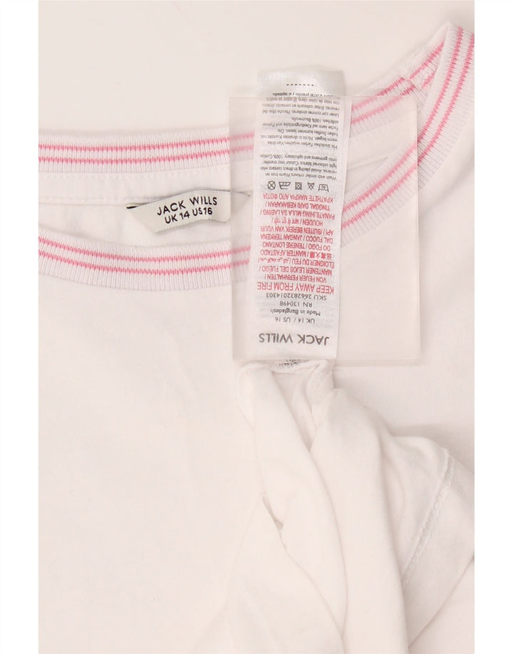 Jack Wills Womens T-Shirt Top UK 14 Medium White Cotton