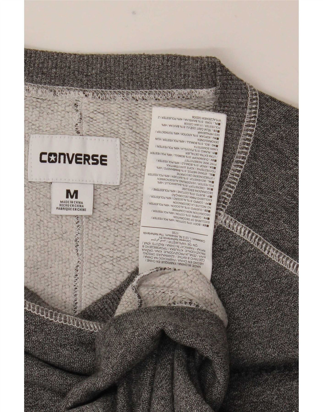 Pulover grafic pentru bărbați Converse, bumbac, gri mediu