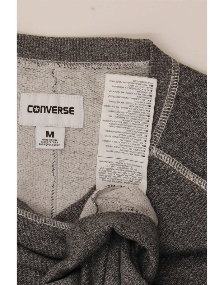 Pulover grafic pentru bărbați Converse, bumbac, gri mediu
