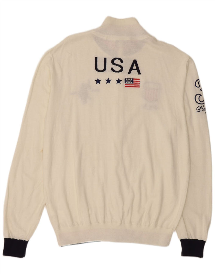 U.S. POLO ASSN. Pulover cardigan grafic SUA pentru bărbați, bumbac alb 2XL