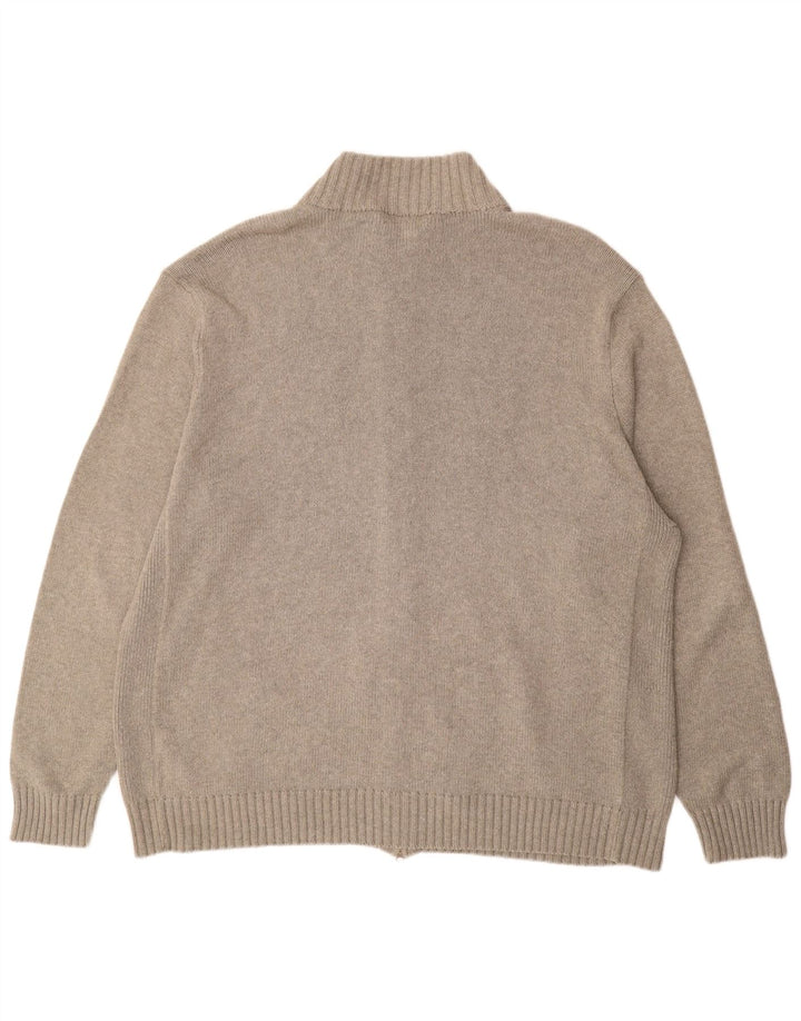 Pulover cardigan înalt pentru bărbați POLO RALPH LAUREN, bumbac bej 3XL