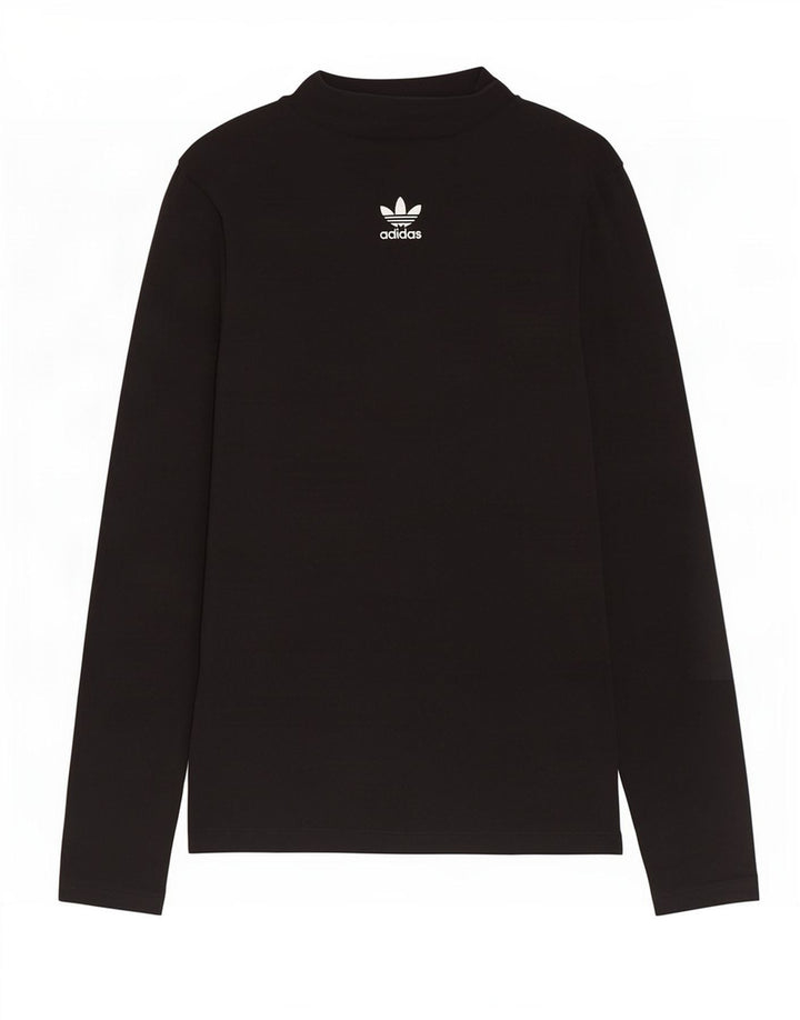 Adidas pentru femei Top cu mânecă lungă UK 12 Medium Black Bumbac