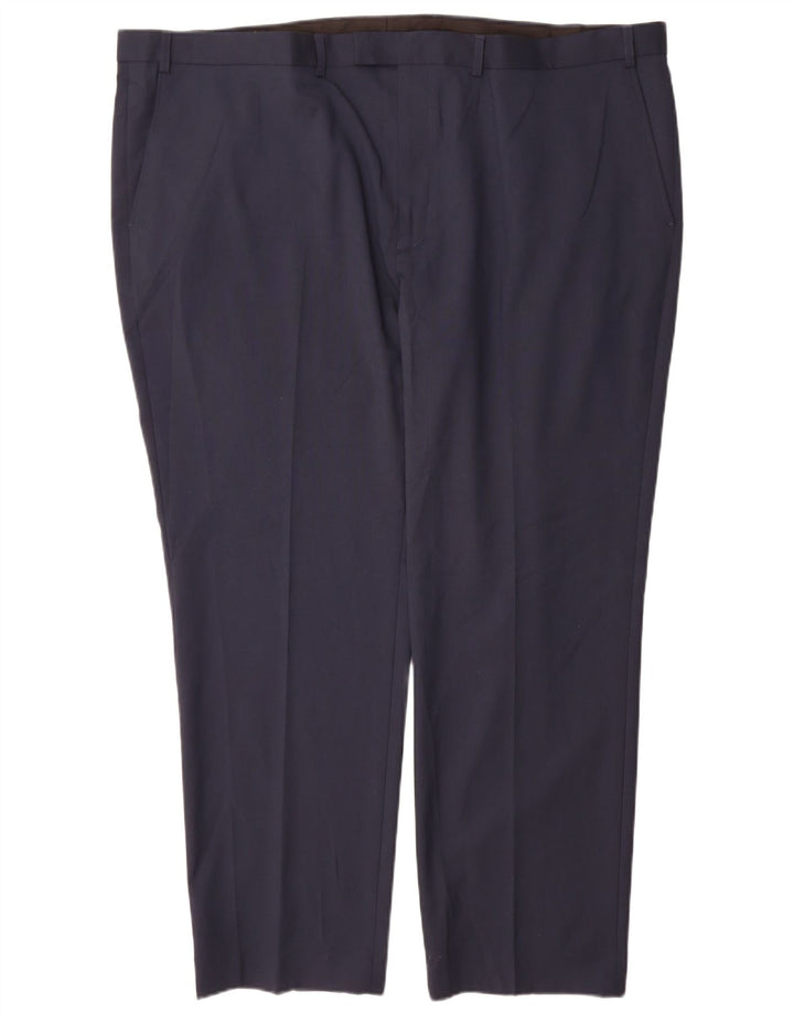 Pantaloni de costum drepți croiți pentru bărbați Marks & Spencer L48 L31 bleumarin