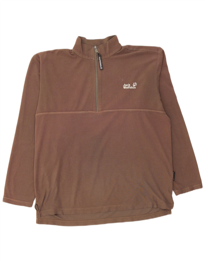 Pulover pentru bărbați Jack Wolfskin, cu fermoar complet, din lână, maro mare