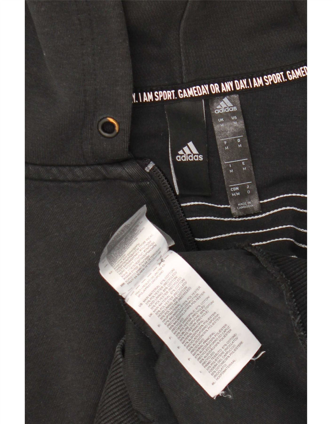 Pulover Adidas pentru bărbați, cu fermoar, bumbac mediu negru