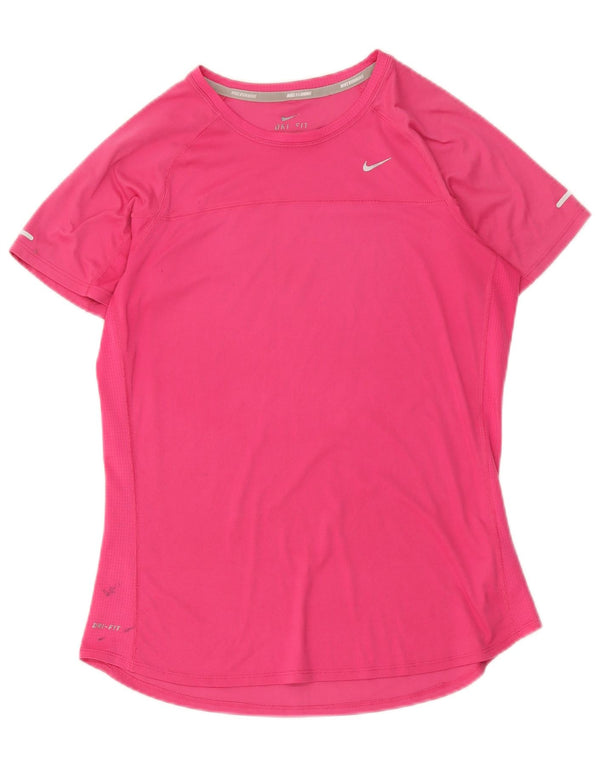 Nike Womens Dri Fit T-Shirt Top UK 14 Medium Pink Polyester