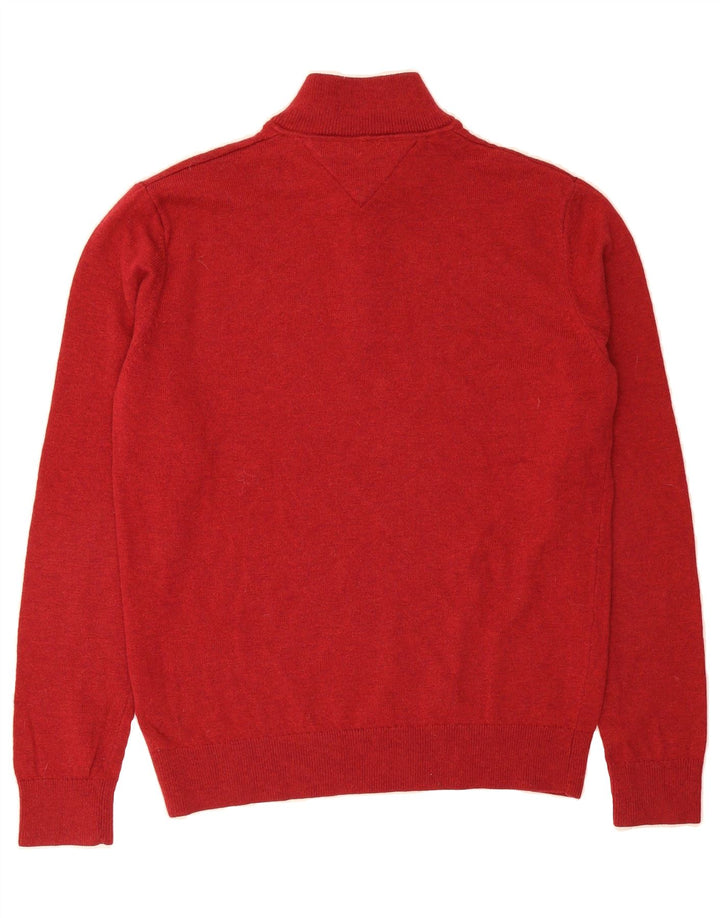 TOMMY HILFIGER Mens Zip Neck Jumper Sweater 2XL Red Lambswool Vintage Tommy Hilfiger and Second-Hand Tommy Hilfiger from Messina Hembry 