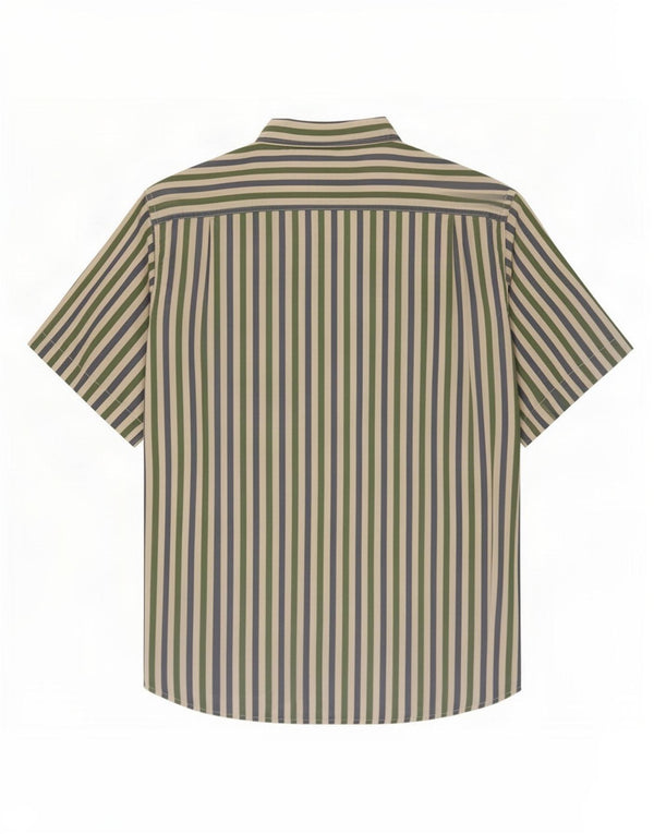 Cămașă cu mânecă scurtă pentru bărbați Green Leaves XL Pinstripe Silk