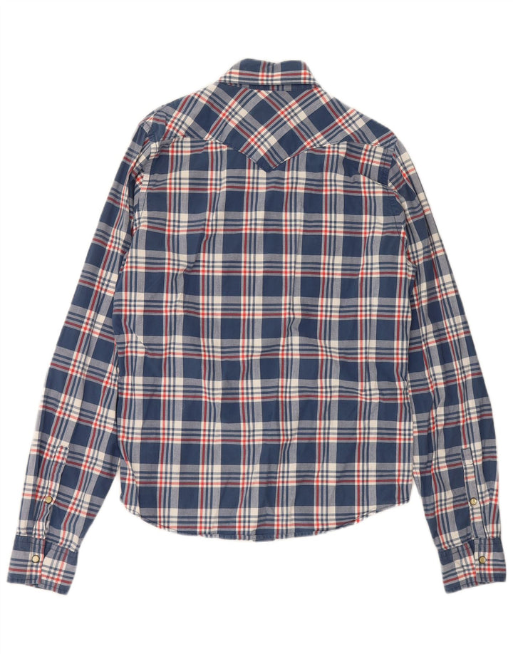 Cămașă Hollister pentru bărbați, mare, bleumarin, cu carouri din bumbac