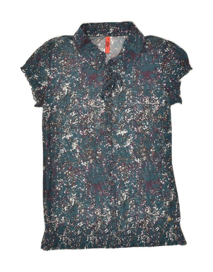OLIVER Womens See Through Shirt Blouse UK 10 Small Blue | Vintage Oliver | Thrift | Second-Hand Oliver | Used Clothing | Messina Hembry 