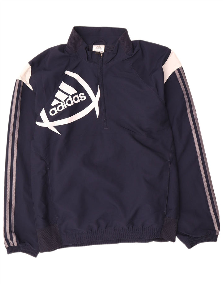 Jachetă de top pentru trening cu grafică Adidas pentru bărbați, albastru marin mediu, color block
