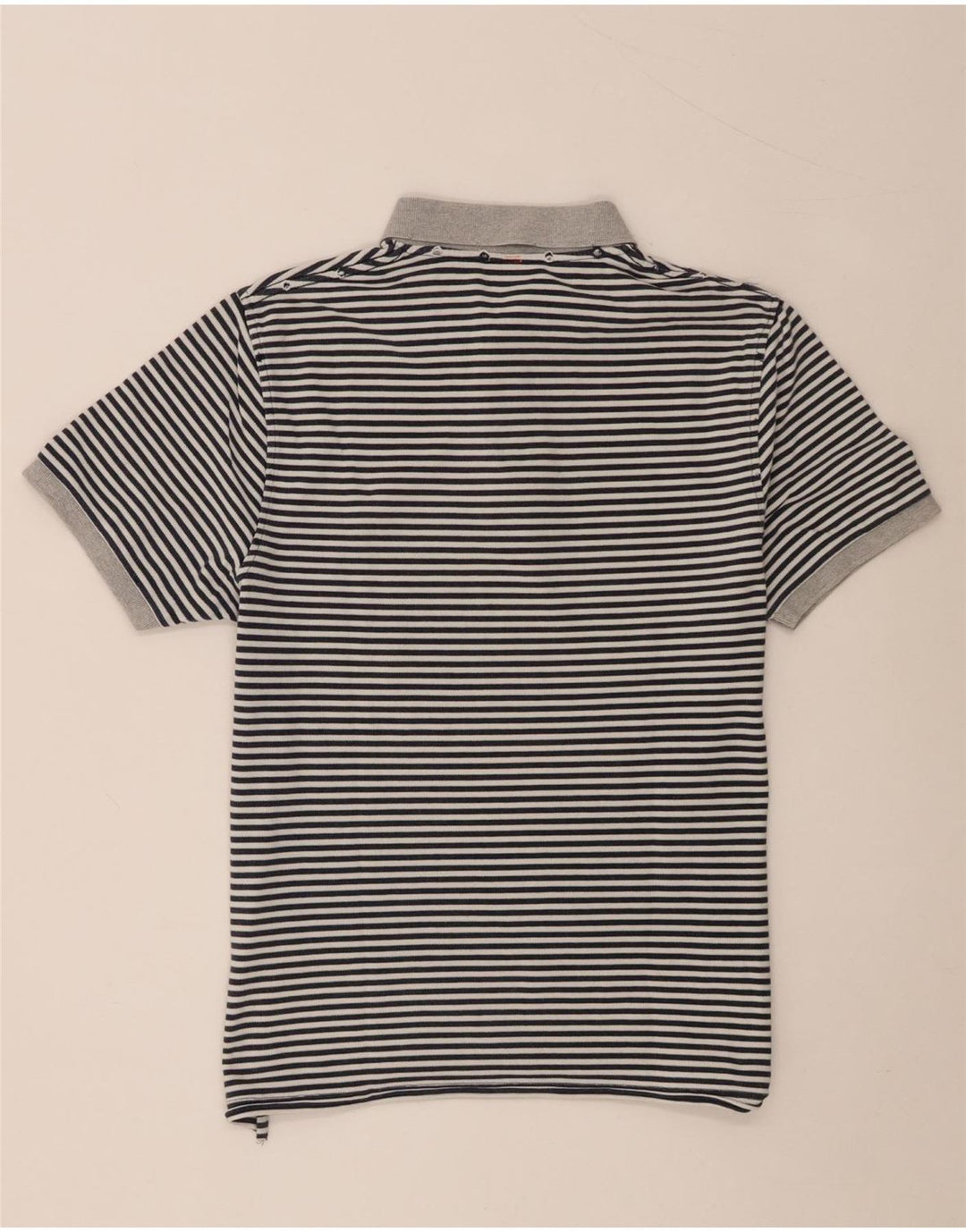 Sun68 Tricou polo pentru bărbați, bumbac cu dungi gri, mare