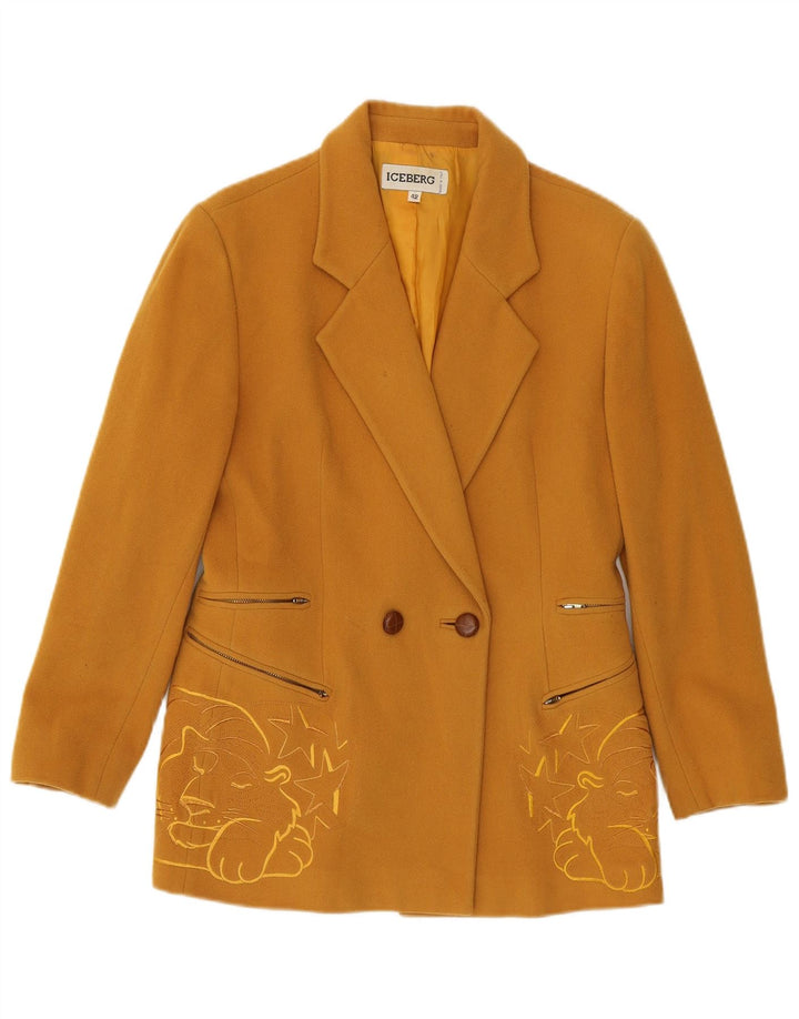 Jachetă Blazer Femei Iceberg IT 42 Galben Mediu Animal Print