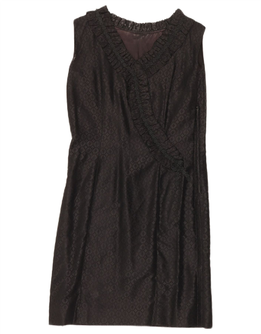 VINTAGE Rochie fără mâneci din dantelă pentru femei UK 12 Medium Black Floral