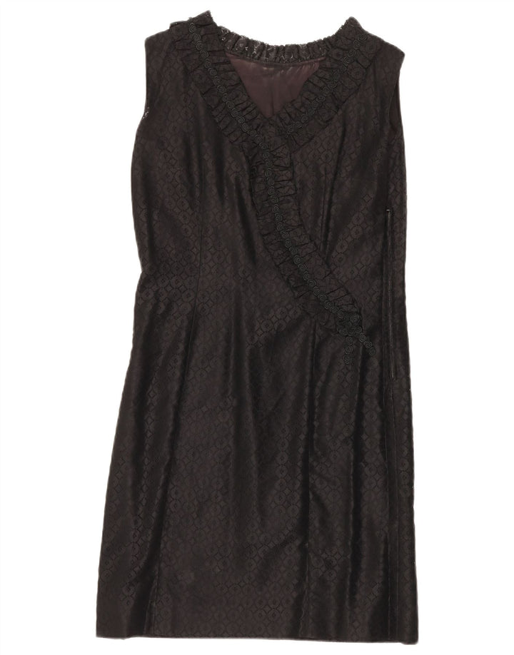 VINTAGE Rochie fără mâneci din dantelă pentru femei UK 12 Medium Black Floral