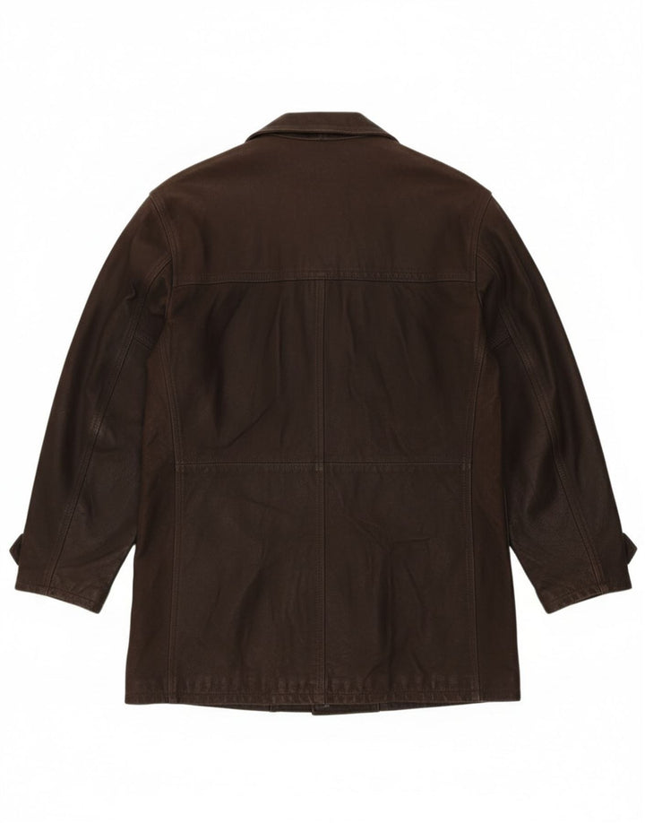 Palton din piele vintage bărbătesc dublu IT 54 2XL piele maro