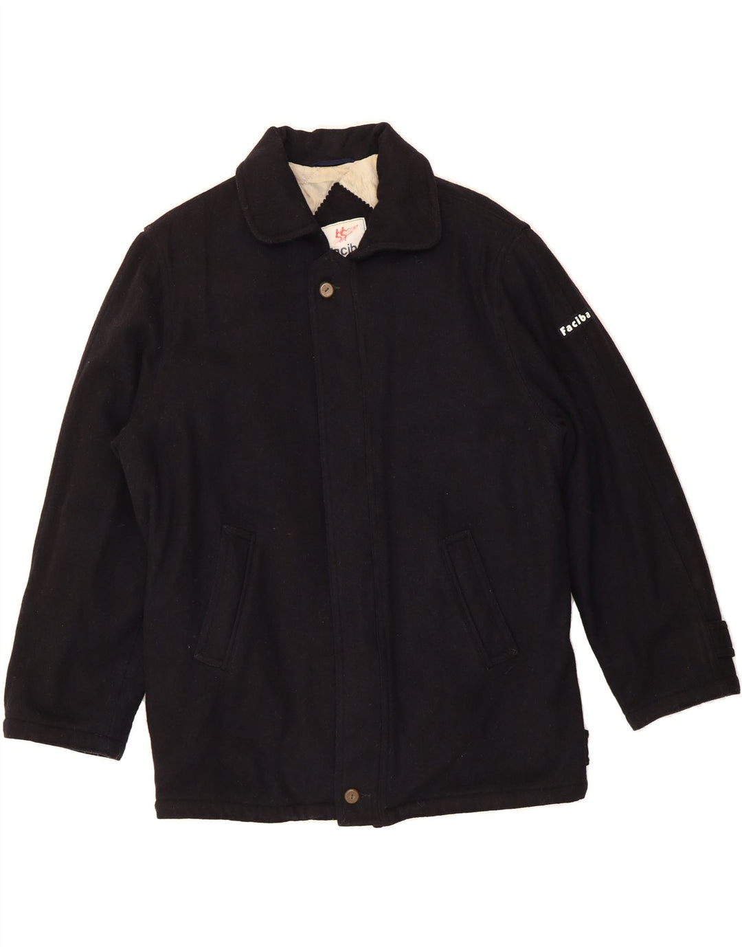 FACIBA Mens Windbreaker Jacket IT 50 Large Navy Blue Wool Vintage Faciba and Second-Hand Faciba from Messina Hembry 