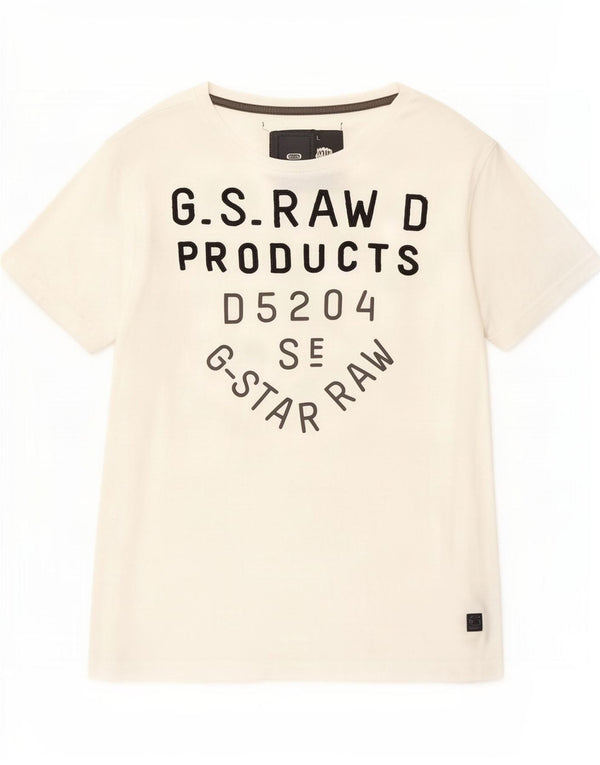 G-Star Womens Graphic T-Shirt Top UK 14 Large White Bumbac