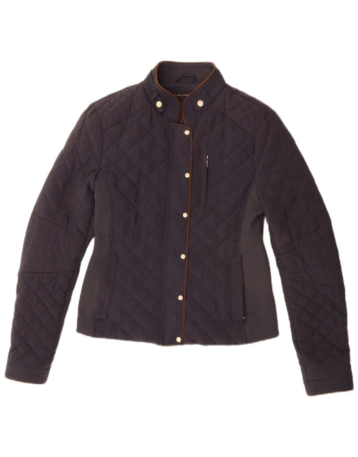 Jachetă matlasată pentru femei Zara UK 14 Medium Bleumarin Colorblock