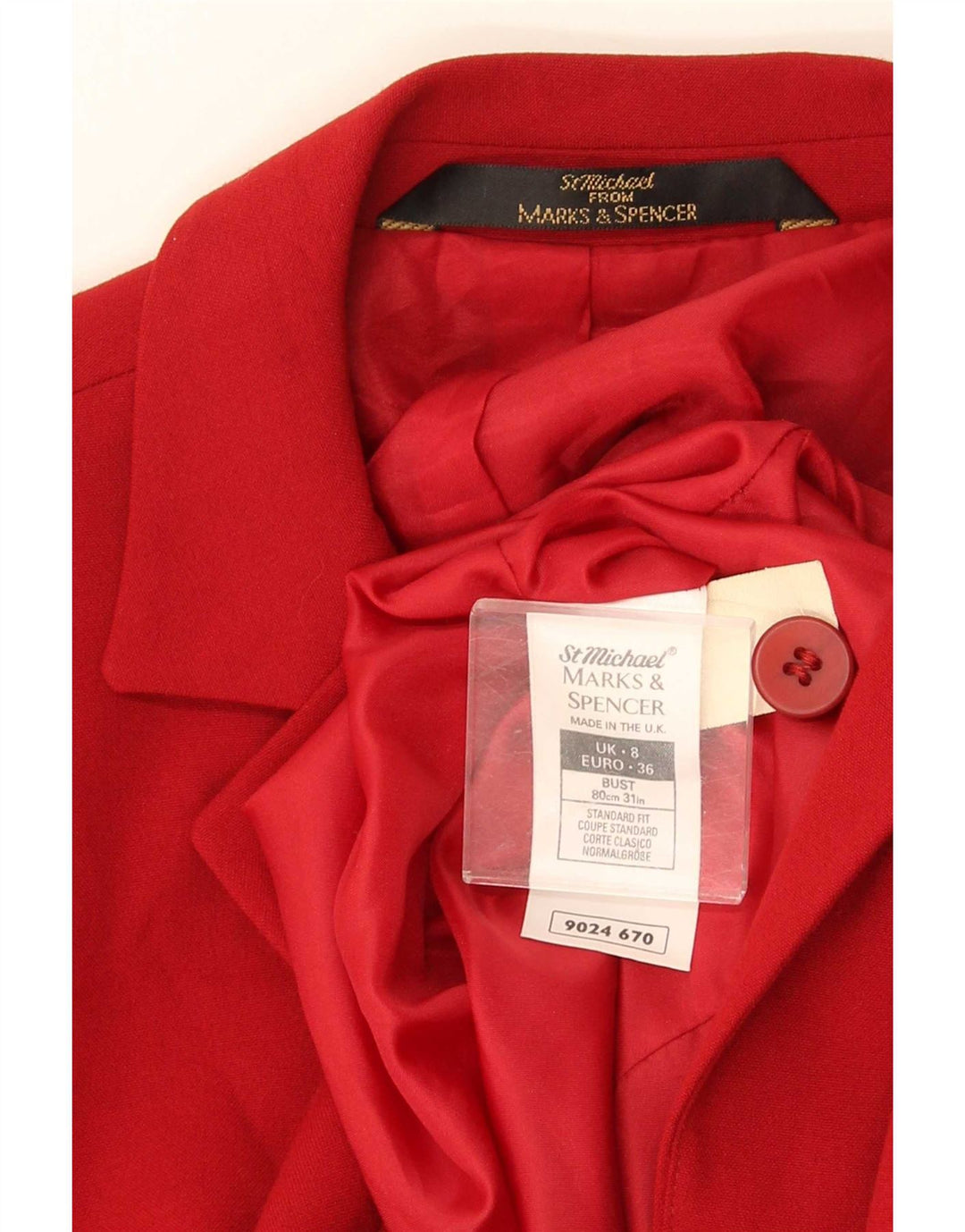Jachetă pentru femei Marks & Spencer St. Michael Longline Blazer UK 8 Small Red