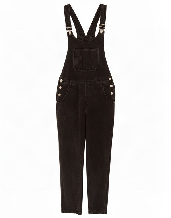 Topshop Salopete Moto Femei Blugi Tapered UK 10 Small W32 L25 Negru