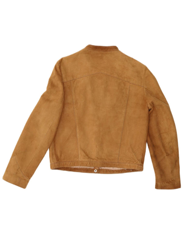 Jachetă vintage din piele intoarsa pentru femei UK 12 Medium Beige Piele