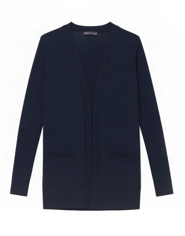 Pulover cardigan deschis pentru femei Marks & Spencer UK 10 mic bumbac bleumarin