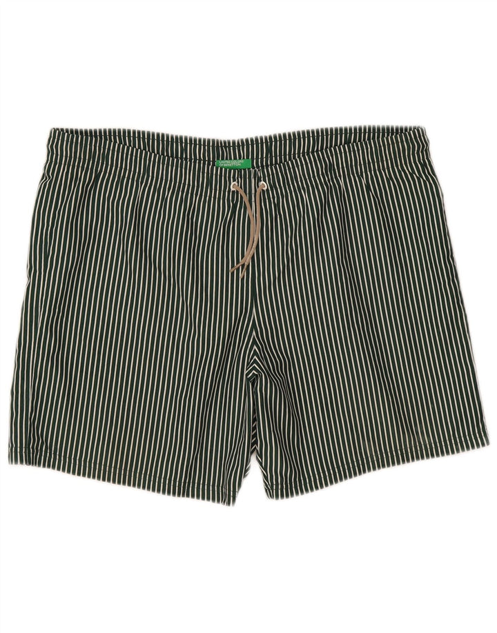 Pantaloni scurți de înot Benetton pentru bărbați, mari, verzi, în dungi