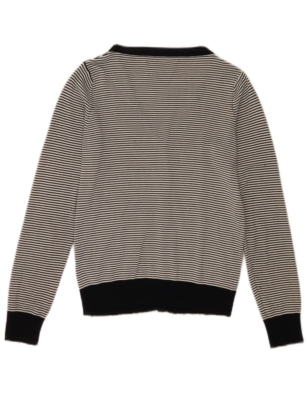 Pulover cardigan pentru femei Zara UK 12 Medium Black Striped Rayon