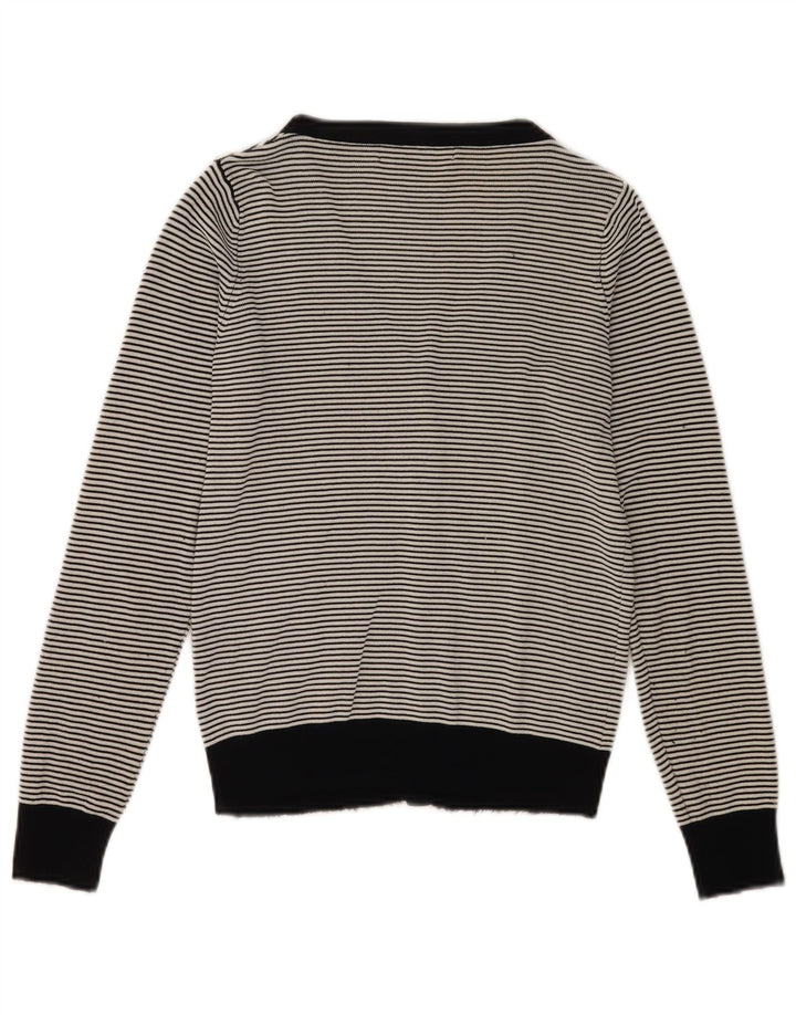 Pulover cardigan pentru femei Zara UK 12 Medium Black Striped Rayon