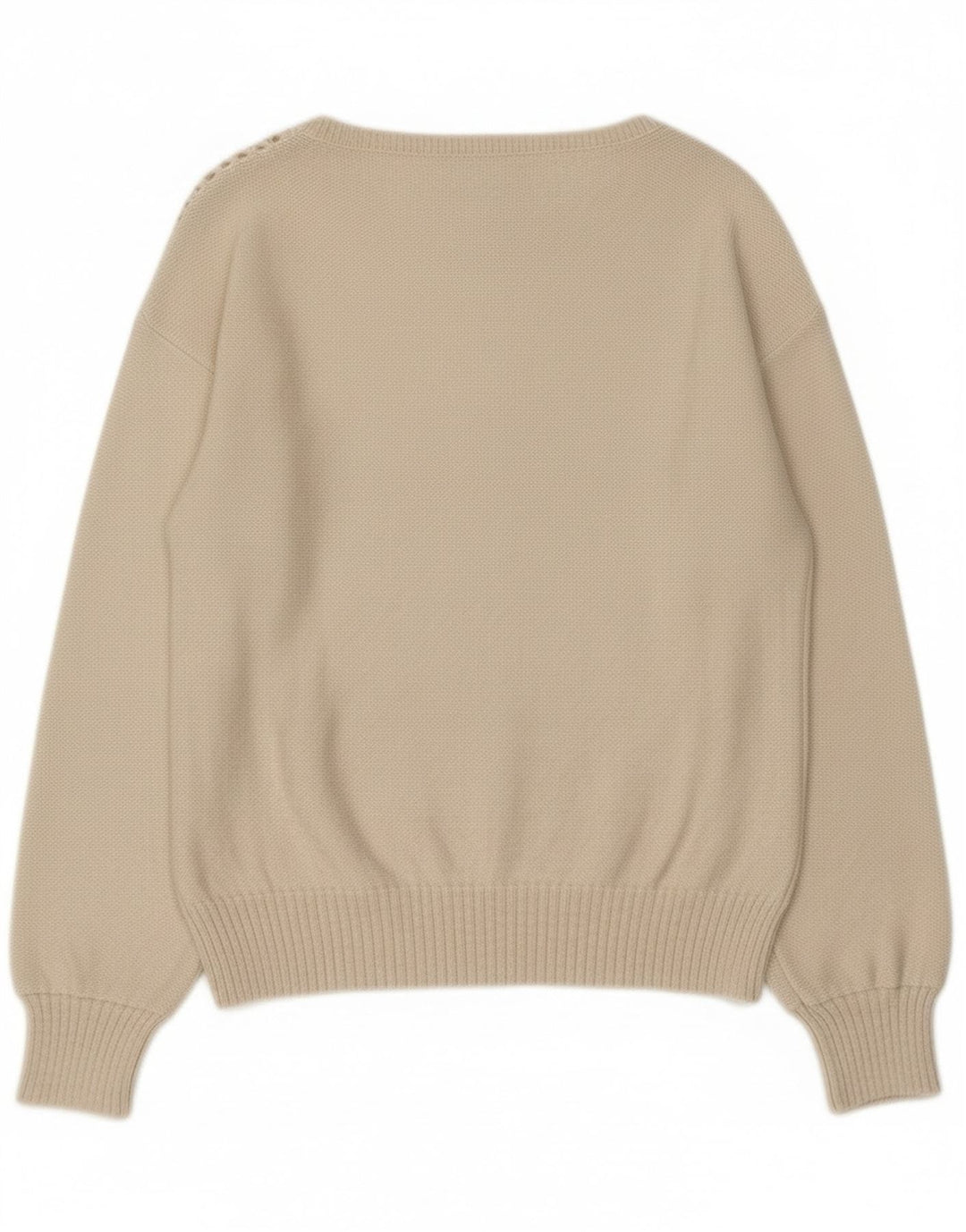 Pulover vintage pentru femei cu gât de barcă, UK 12, mediu, alb pătat