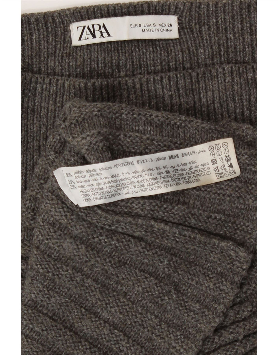 Fustă A-Line tricotată pentru femei Zara Mic W26 Poliester gri