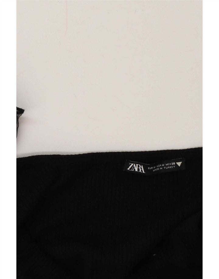 Top crop cu volane în față pentru femei Zara UK 12 Medium Negru
