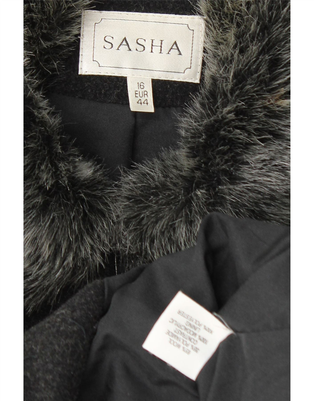 Sasha Bomber Jacket pentru femei UK 16 Lână mare neagră