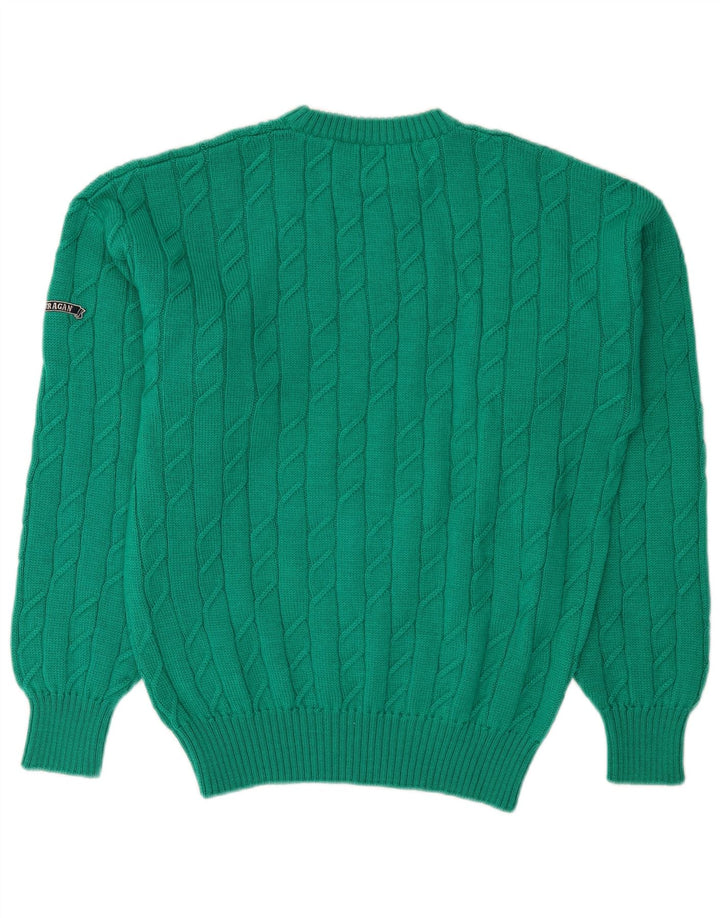 Pulover pentru bărbați Ouragan cu decolteu rotund din lână nouă, verde mică