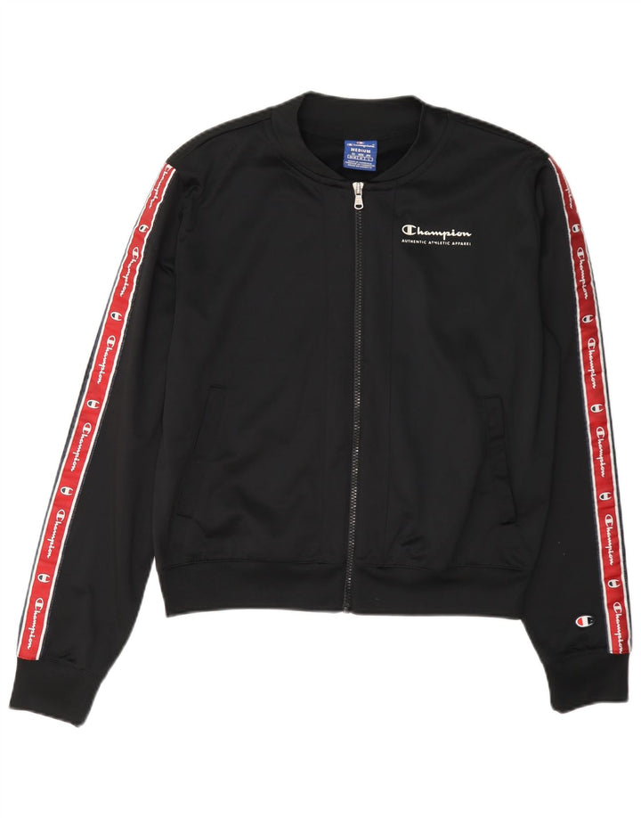 Jachetă de top pentru trening cu grafic pentru femei Champion UK 14 Medium Black Colorblock