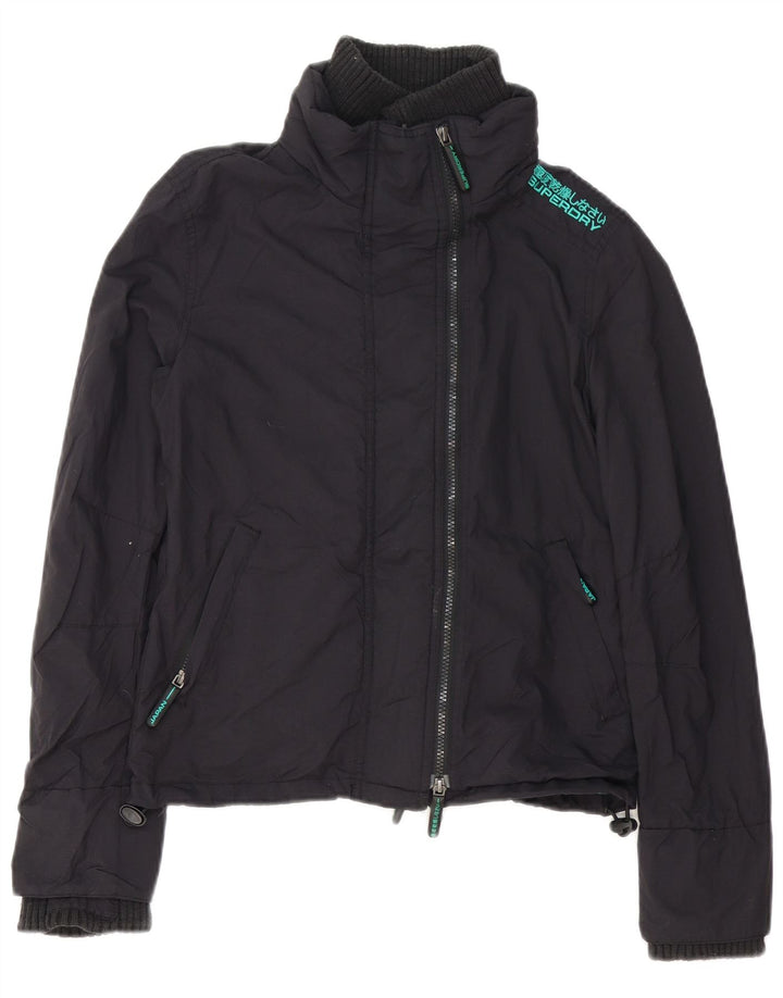 Jachetă Windbreaker cu grafică Superdry pentru femei UK 10 Poliester negru mic