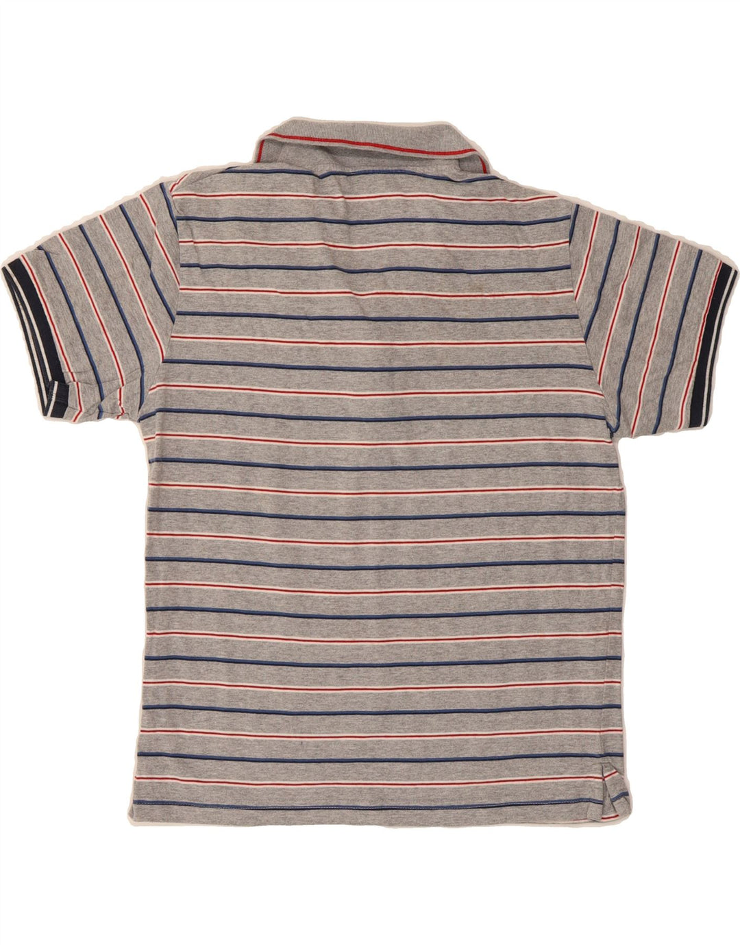 BENETTON Mens Polo Shirt Medium Grey Striped Vintage Benetton and Second-Hand Benetton from Messina Hembry 