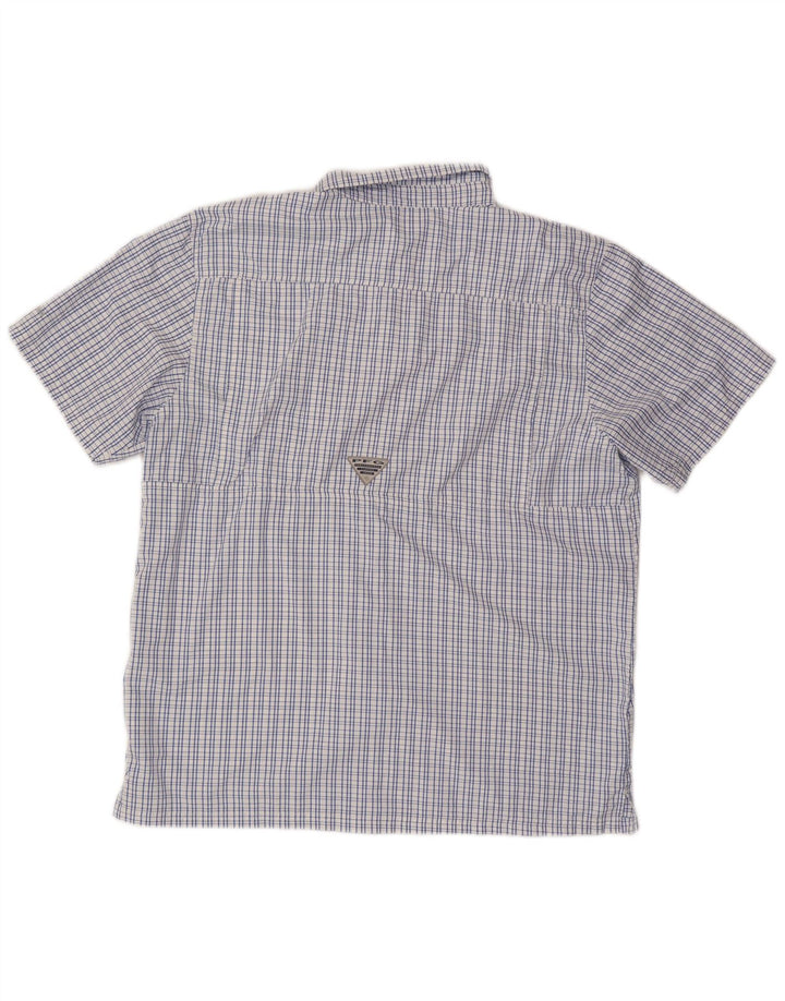 COLUMBIA Mens Short Sleeve Shirt Large Blue Check Polyester
