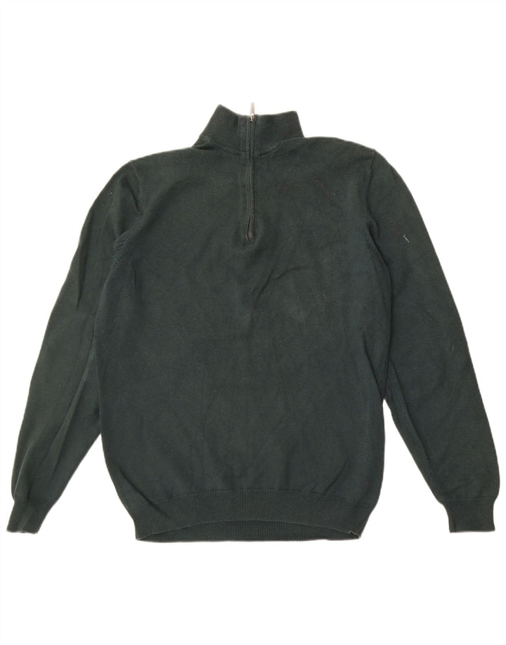 Pulover Massimo Dutti pentru bărbați, cu fermoar și gât, bumbac verde mediu