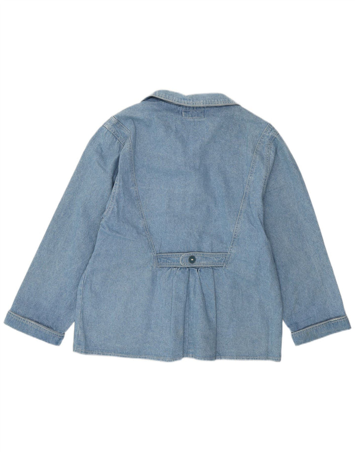 Jachetă de denim cu grafică vintage pentru femei UK 12 Medium Blue