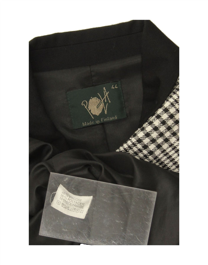 VINTAGE Womens 4 Button Blazer Jacket UK 44 Medium Black Check Polyacrylic Vintage Vintage and Second-Hand Vintage from Messina Hembry 