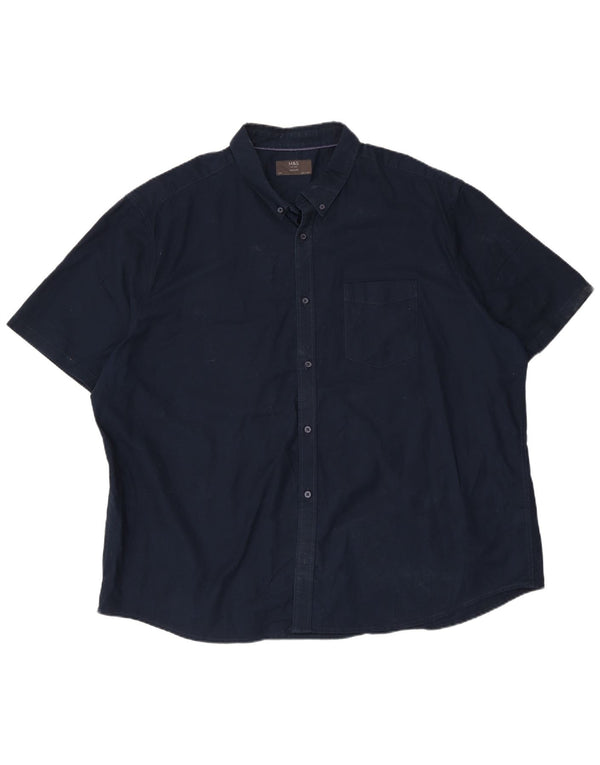 Cămașă pentru bărbați Marks & Spencer, cu mânecă scurtă, cu ajustare normală, 4XL, bumbac bleumarin