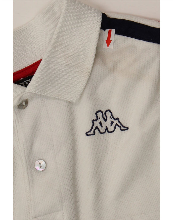 Cămașă polo pentru bărbați Kappa, bumbac color bloc alb, mic