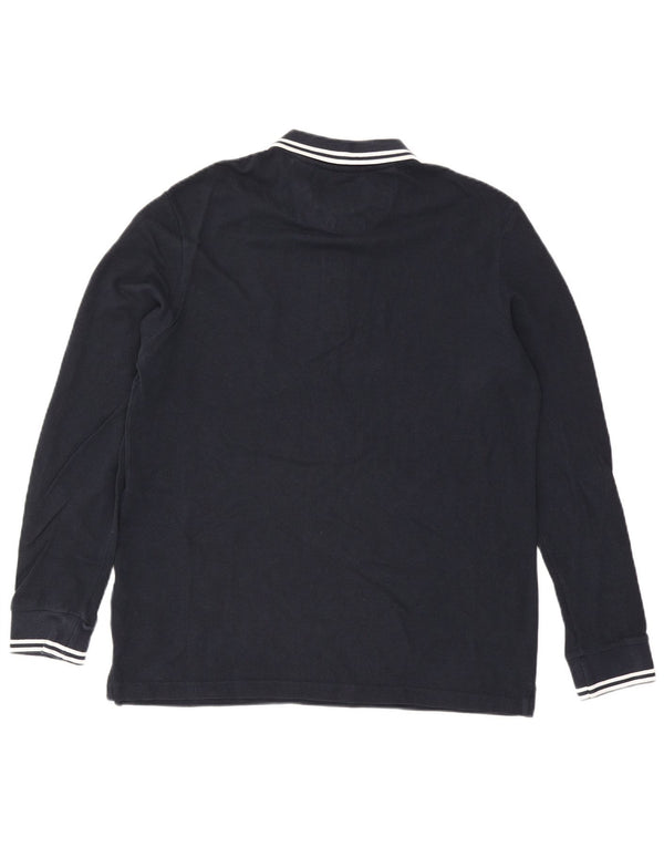 Tricou polo cu mânecă lungă pentru bărbați Lyle & Scott, bumbac bleumarin XL