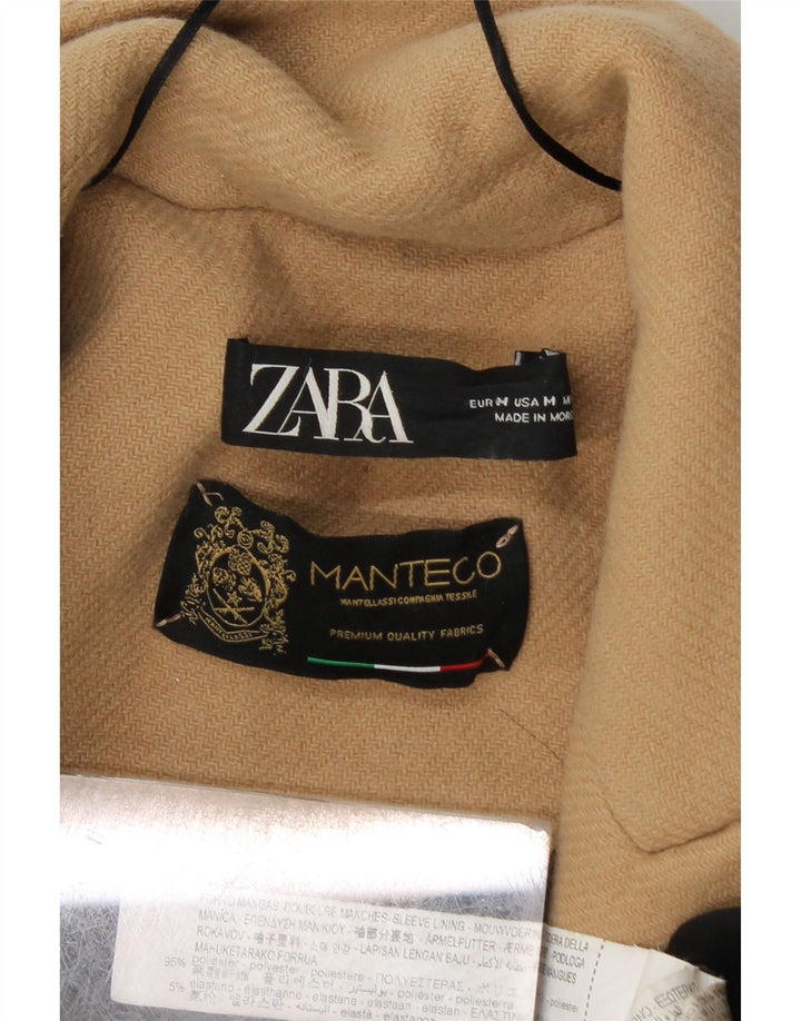 Palton dublu pentru femei Zara UK 14 Medium Bej Poliester