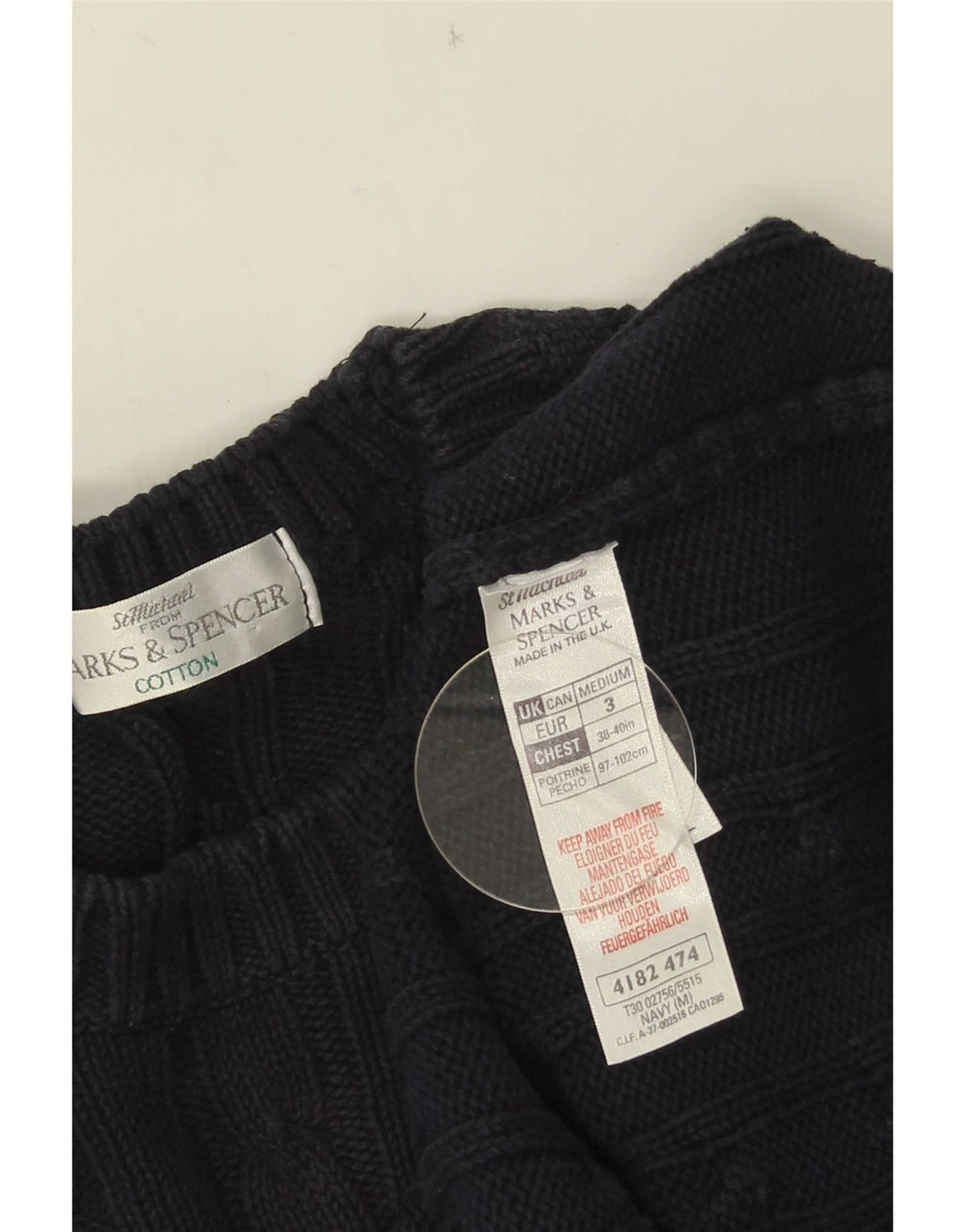 Pulover pentru bărbați Marks & Spencer cu gât crew pulover mediu din bumbac bleumarin