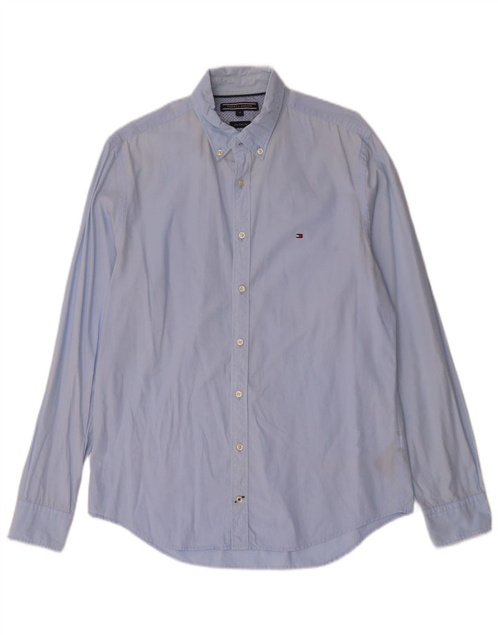 TOMMY HILFIGER Mens New York Fit Shirt Medium Blue Cotton