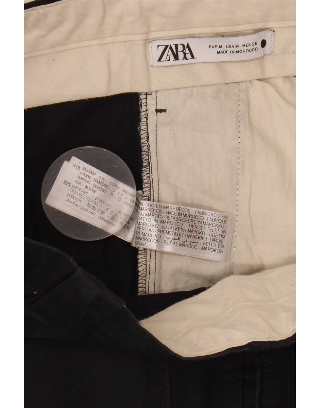 Pantaloni tăiați pentru femei Zara Mediu L28 L24 Bumbac negru