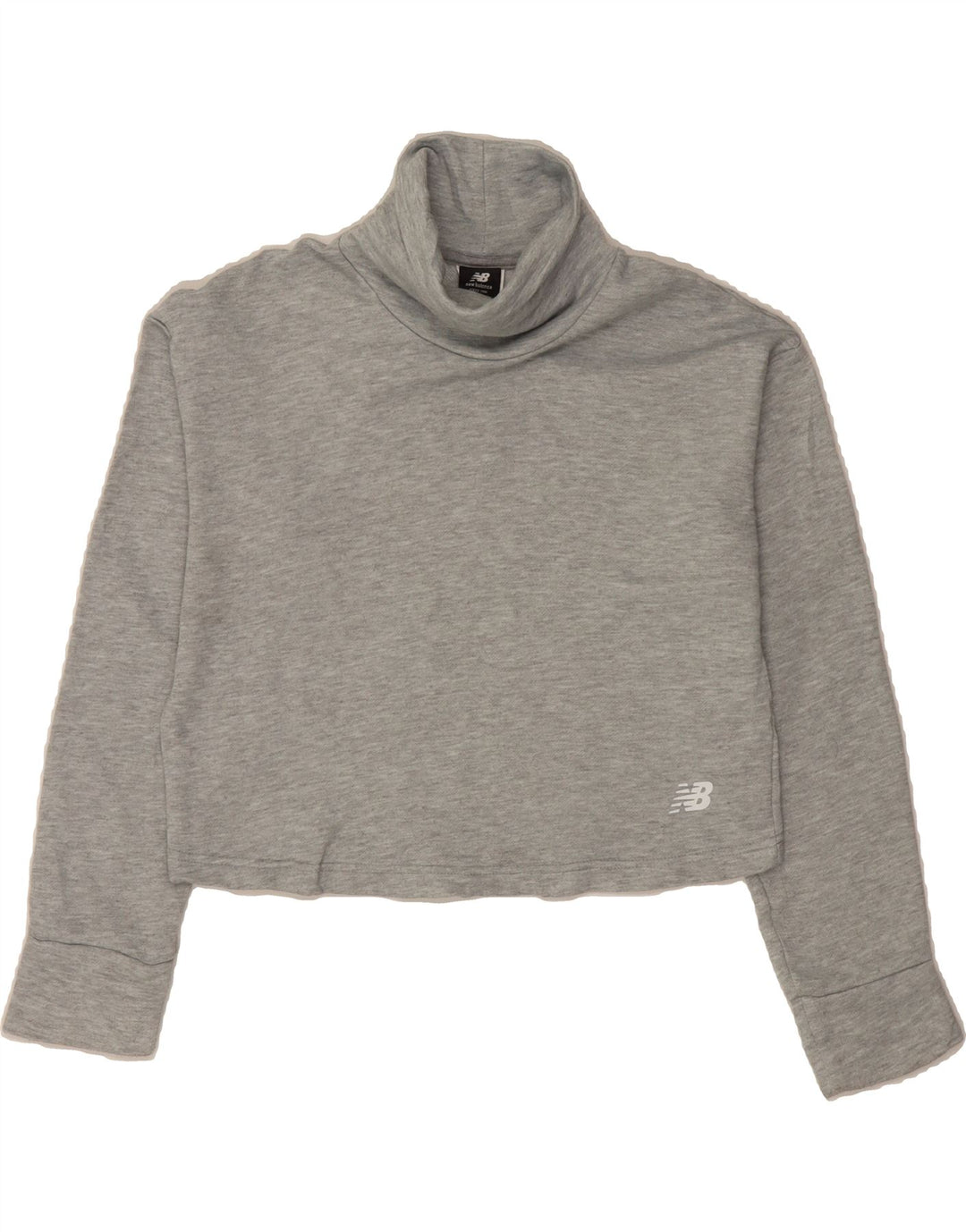 NEW BALANCE Womens Crop Sweatshirt Jumper UK 14 Medium Grey Polyester Vintage New Balance and Second-Hand New Balance from Messina Hembry 